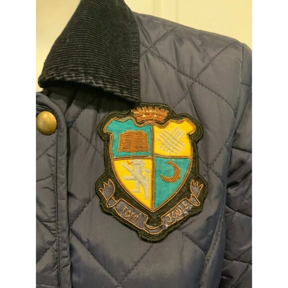 Tom Joule Country Navy Blue Quilted Jacket Coat W/ Corduroy Collar, Size 8 (US) - Picture 3 of 11